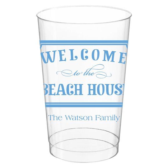 Welcome to the Beach House Sign Clear Plastic Cups